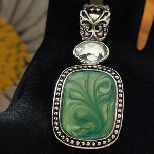 Lia Sophia Pendant Slide Green, Silver 2"